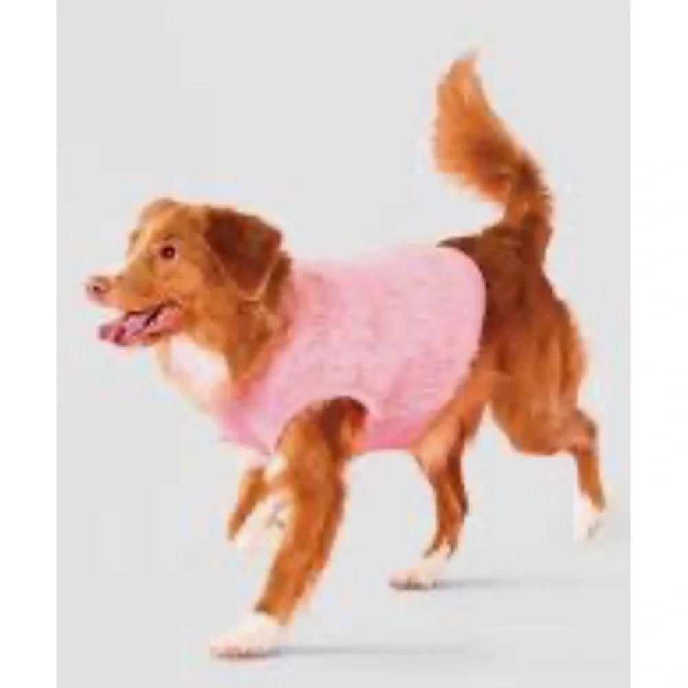 Boots & Barkley Thick Knit Pet Dog Cat Sweater Size S Pink Eyelash Holiday New